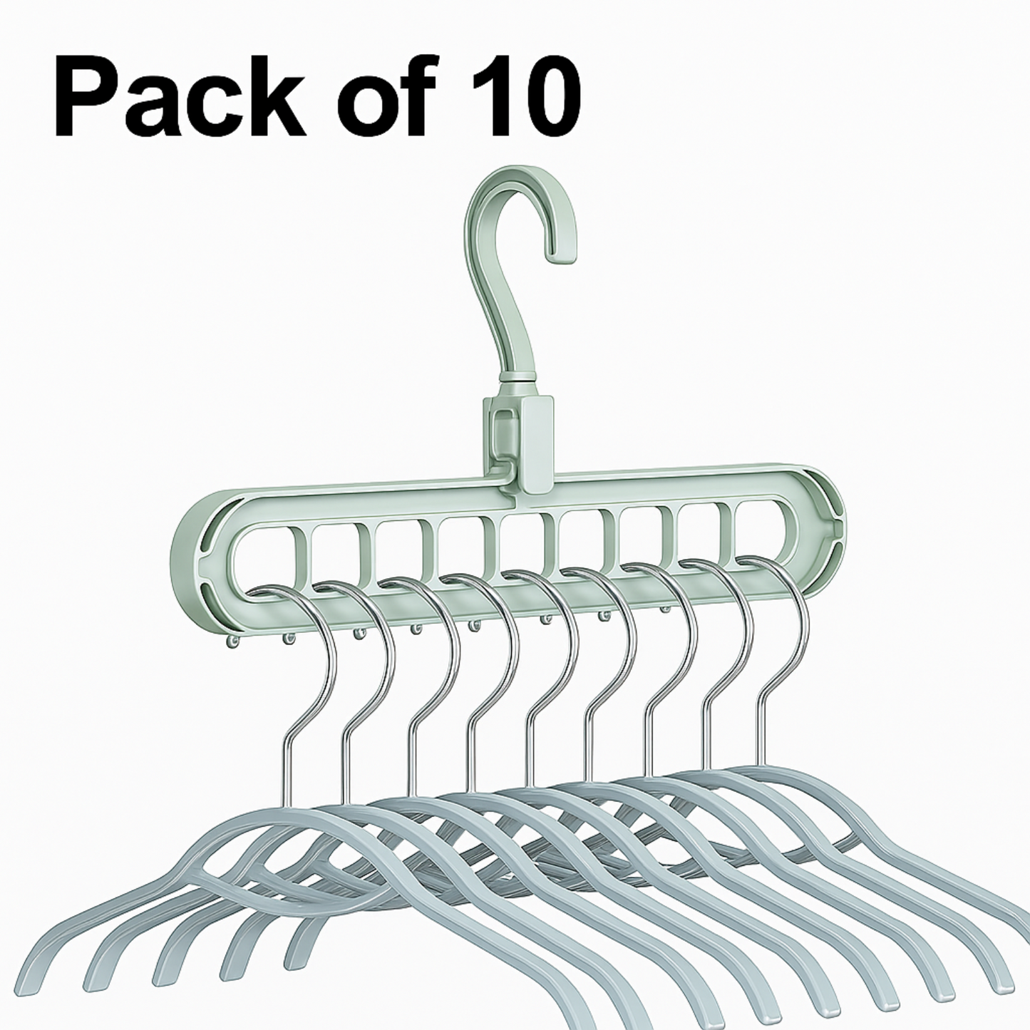 Hanger-Plastic Multi Functional Adjutable & Folding Clothes Hanger Holder Portable Anti-Slip Storage Rack Space Saving Hook for Garment Drying (Multicolor, Pack Of 10)