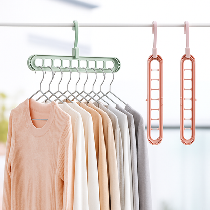 Hanger-Plastic Multi Functional Adjutable & Folding Clothes Hanger Holder Portable Anti-Slip Storage Rack Space Saving Hook for Garment Drying (Multicolor, Pack Of 10)