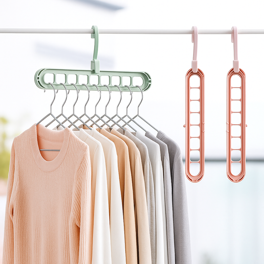 Hanger-Plastic Multi Functional Adjutable & Folding Clothes Hanger Holder Portable Anti-Slip Storage Rack Space Saving Hook for Garment Drying (Multicolor, Pack Of 10)